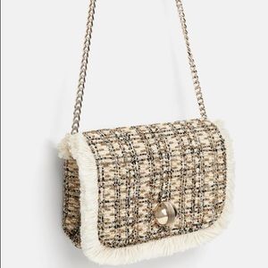 Zara Check Fabric Crossbody Bag